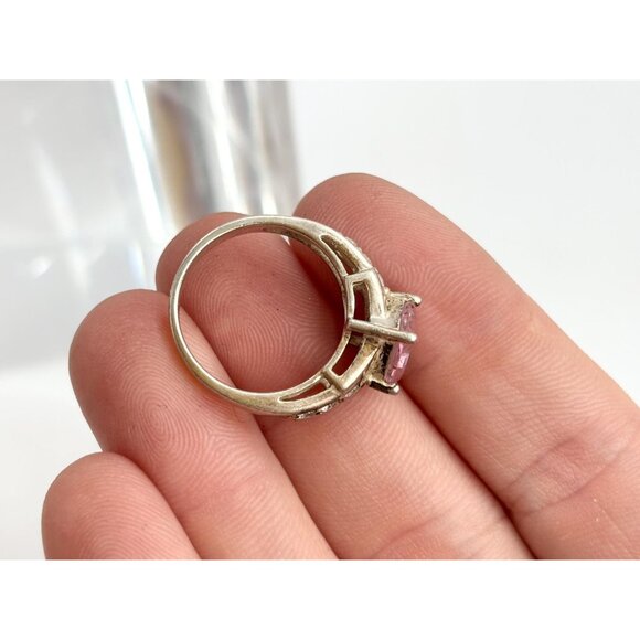 Pink Topaz Multi CZ Gemstone Ornate Shank 925 Sterling SilverVintage Ring - sz 6 - Picture 12 of 12
